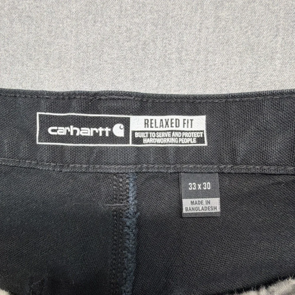 CARHARTT Jeans Mens 33x30 (Fits 32x29) Black DOUBLE KNEE Relaxed Fit Workwear